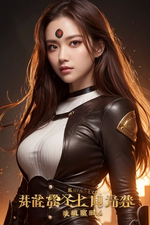 Hextech Annie from League of Legends by Riot Games: Annie in her Hextech skin, massive k-cups,dressed in a steampunk-inspired outfit with gears and mechanical parts, controlling blue, hextech-infused flames, with Tibbers appearing as a mechanical bear powered by hextech energy.