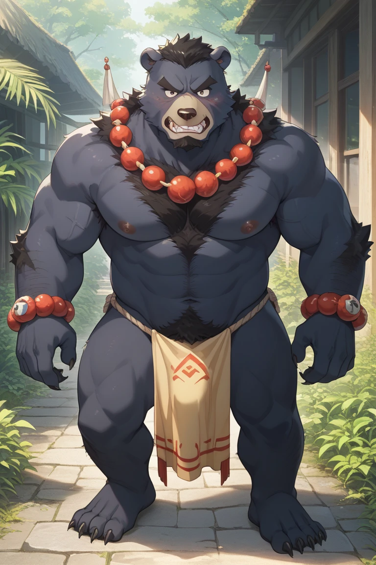 Alone, ORCBEAR, Male, muscle, intestinal muscle, big belly, calnçan, large, Male mature, old. front view