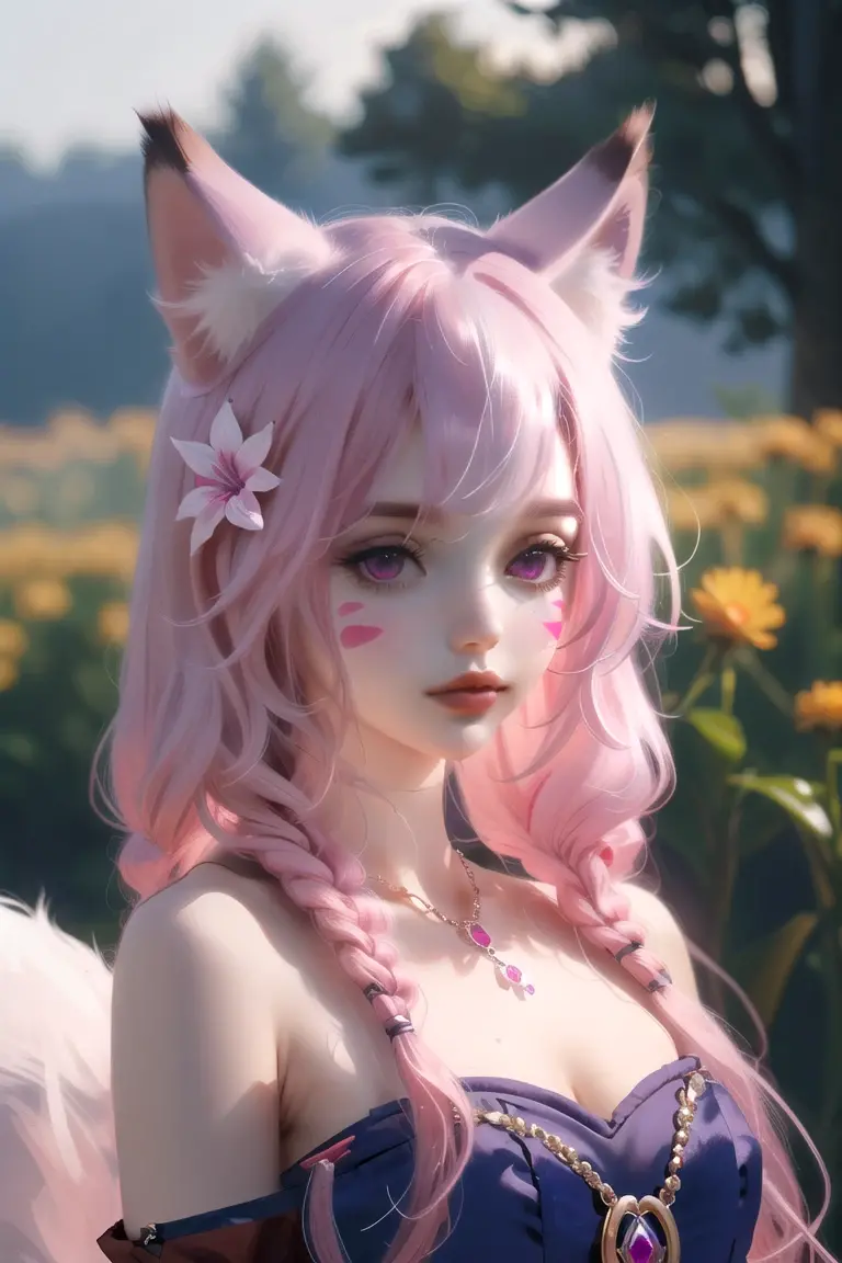 masterpiece, highest_quality,the perfect human model cute angelic girl posing,((wolf_ears)) ,pink_hair,  looking at viewers, grin, sun_light, depth_of_field, nature, outdoors, realistic, photo_\(medium\), photorealistic, (ultra-detailed:1.2), detailed_light, HDR, extremely_detailed, High_Detail, Sharp_focus, dramatic, vertical_pupil, wolf_girl, , ((full body)), blush,((intricate details)), hdr, ((intricate details, hyperdetailed)),real skin,details, detailed face, fantasy, dramatic, intricate, elegant,