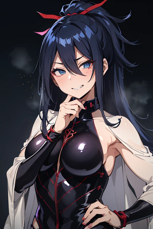 (masterpiece: 1.6, 最high quality), (fine and beautiful eyes: 1.2), (overhead), high quality, beautiful face, 1 girl, 柔らかい生地のthin灰色のタイトワンピース、thin、off shoulder、long sleeve, Long breasts、big breasts, long hair, wide hips, (landscaped),background, Detail background, creepy smile, smile at the corner of the mouth, office lady,long big cleavage、Hotel、emphasize cleavage、bedroom、random pose、(((slender、thin waist、thin neck、thin arms、thin legs、small face、thin body)))、Tsukatsuki Rio - Blue Archive