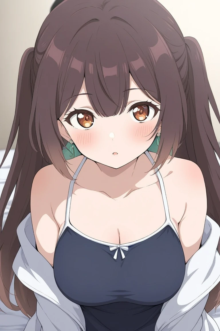((best quality)), ((masterpiece)), (detailed), perfect face, brown skin anime woman in a deep V Neck front-tie top, (bare shoulders), (long skirt), (cool designed top), famished in hunger, (gently resting hands on stomach), (long hair), (hands on her stomach), (slim and fit woman), (embarrassed expression), (lying down on the floor)