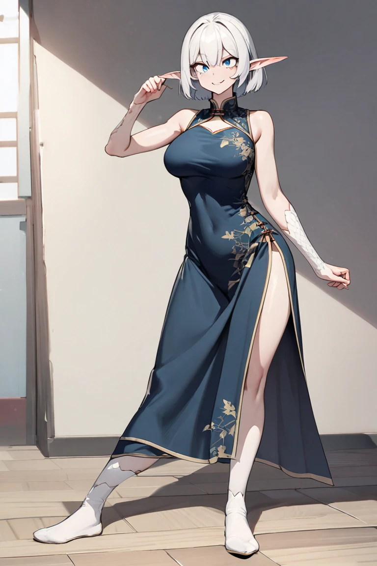 a sexy woman, (best quality), (masterpiece), (1girl), slim, anime, tall, (flat chested), (chinese dress), (full body view), (protrait)