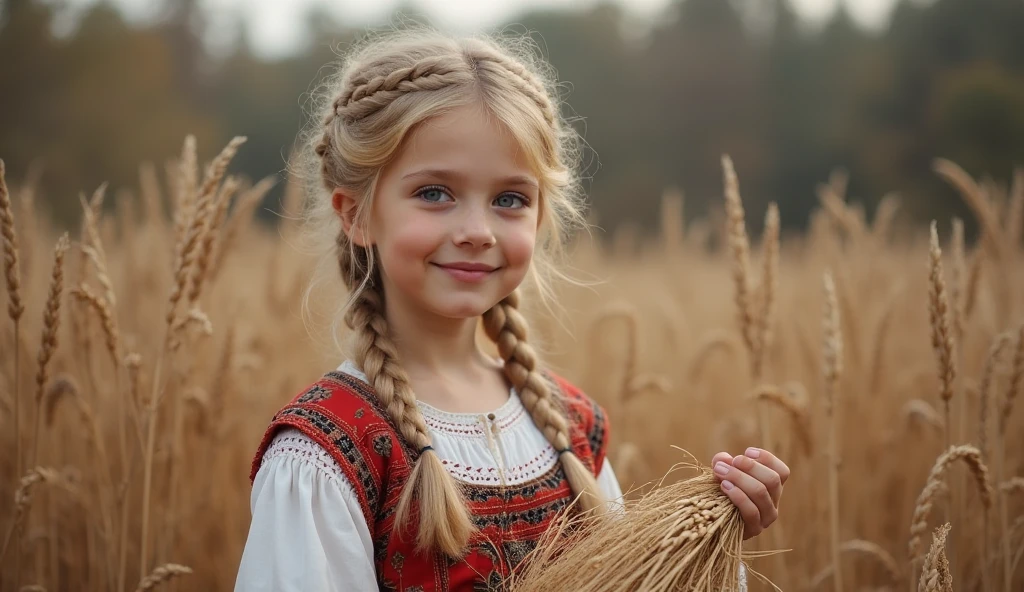 Girl child 10 years old, Russian blonde in braids, com roupa de jaqueta de couro vermelha, fundo de bolas de fogo verde. --auto --s2