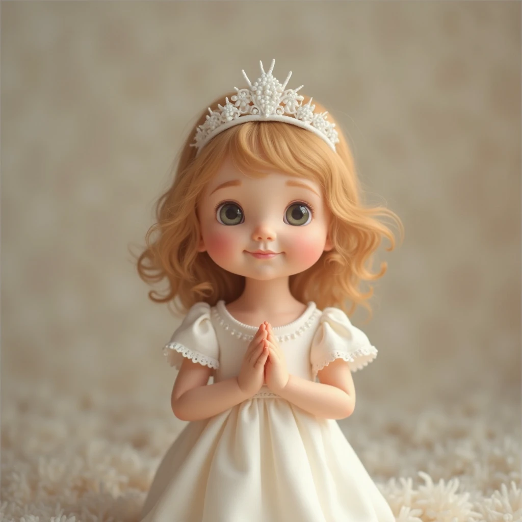 A happy baby girl wearing a Beautiful white dress and crown, a high-detailed 2d