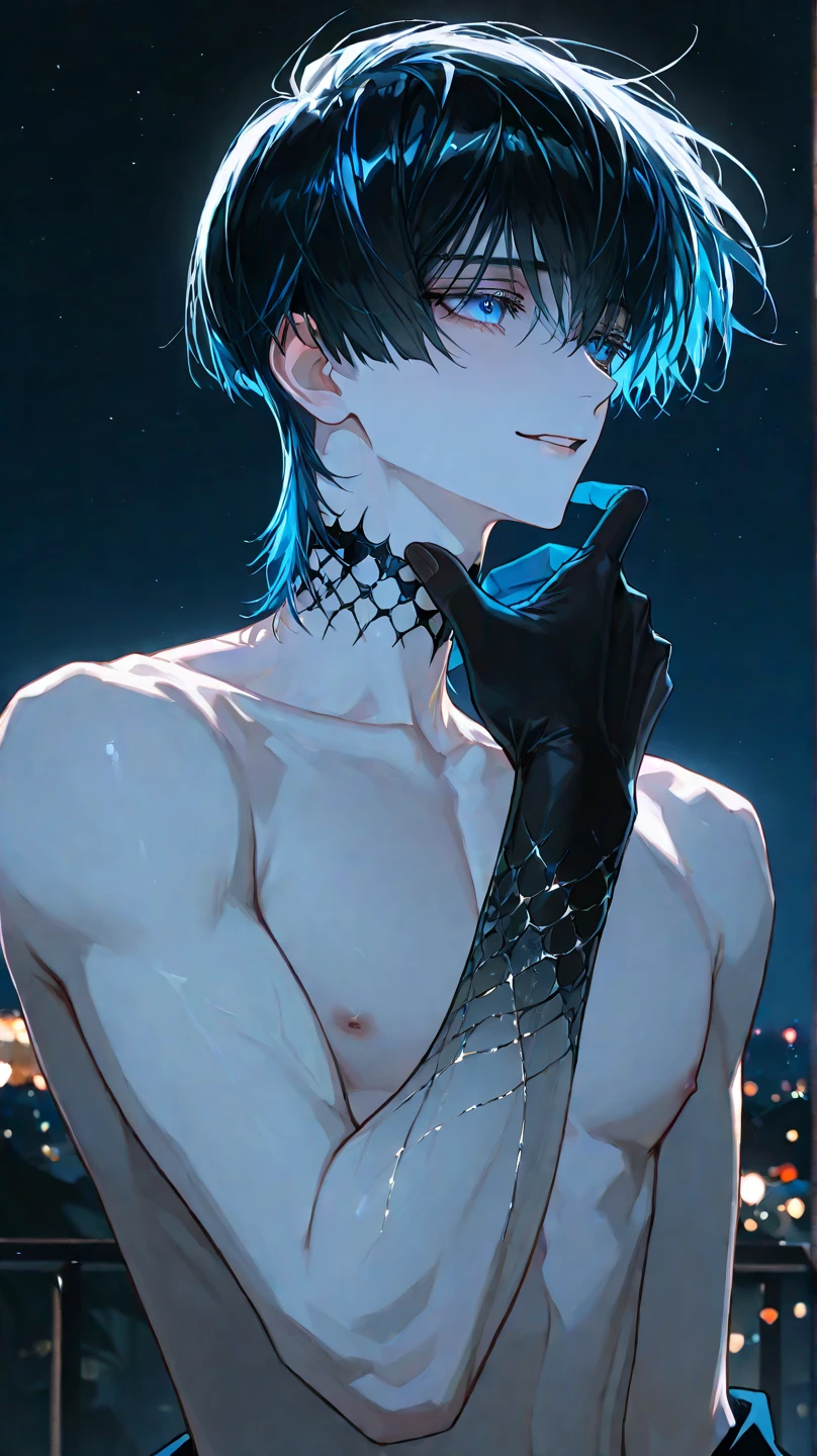 masterpiece、best quality、real、hyper detail、In 8K,High resolution、sharpen focus、Depth of bounds written、soft lighting、((1 male))、Pretty men、((Perfect male body))、(whole body)、lean body、Handsome guy、slender body、tears、blushed、(restraints)、(fetters)、((wet skin))、standing with one's arms spread out、short hair、men's hairstyle、dull bangs、((wearing a black frilly dress))、corset、bustier metal collar、()、man in bow shape、lean back、Lower back floats、excited、I'm having convulsions、Sweat、Countless chains、Alley、city