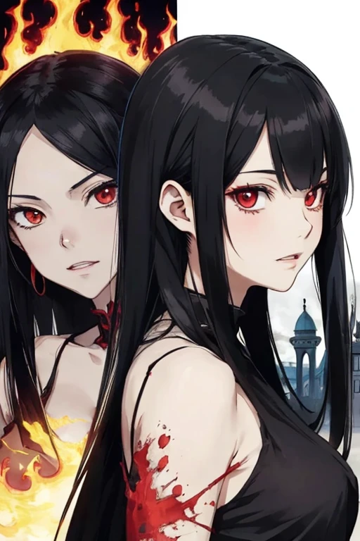 anime, Cabelo preto, olhos, anime, Vermelho olhos, Cabelo preto, black olhos, Cabelo preto, black olhos, Cabelo preto, Cabelo preto, Vermelho, estilo de arte ufotable, aura escura, por Jin Homura, darkness aura, with Vermelho glowing olhos, nightcore, aura negra brilhante, with glowing Vermelho olhos, demon anime, demonic atmosphere
