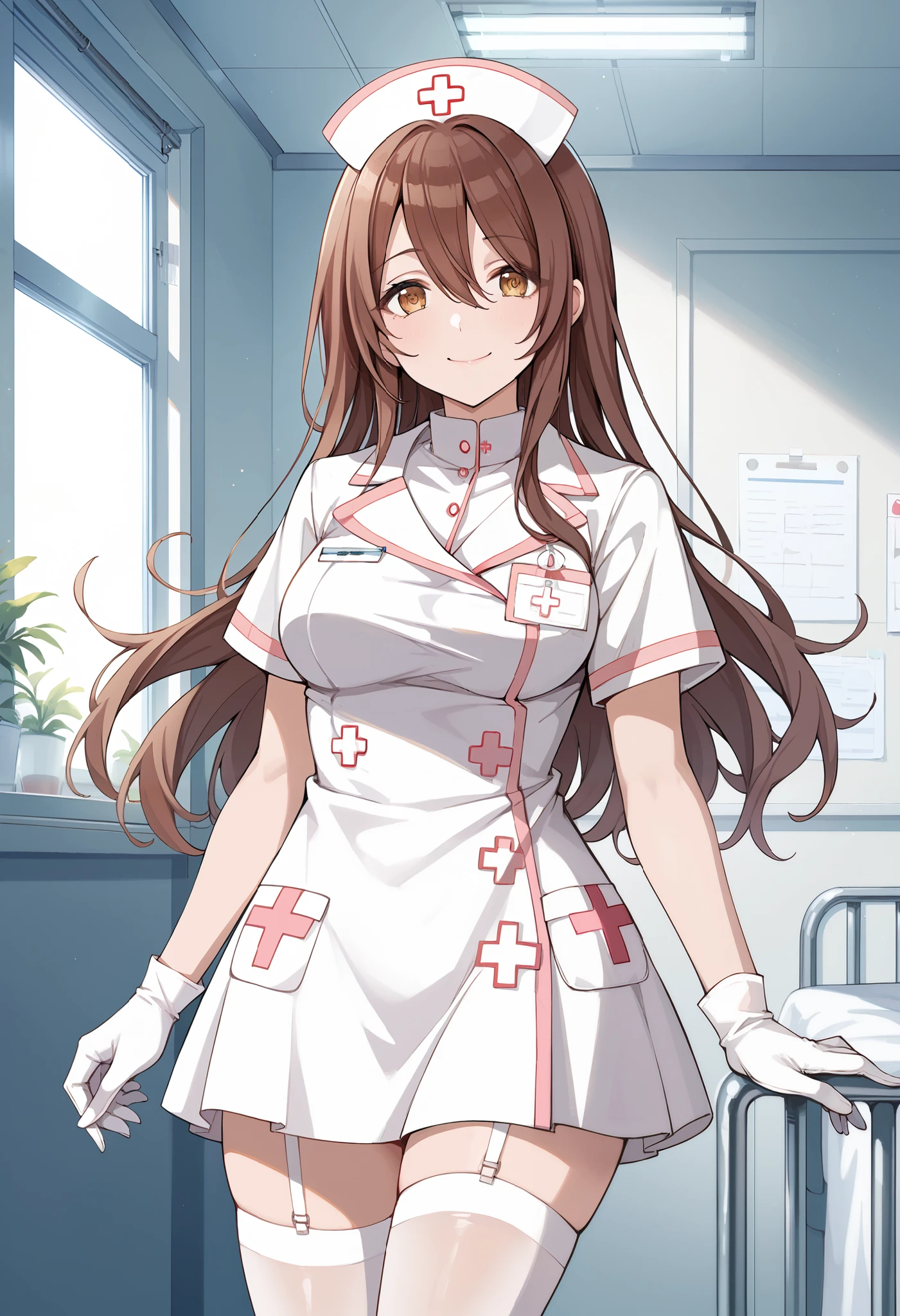 nurse, The background is the operating room, Cute face:1.5, Petite:1.5, 15 years old, Long Hair:1.5, ponytail, Brown Hair, Small breasts, uhd, retina, masterpiece, ccurate, anatomically correct, textured skin, super detail, high details, high quality, best quality, highres, 4K