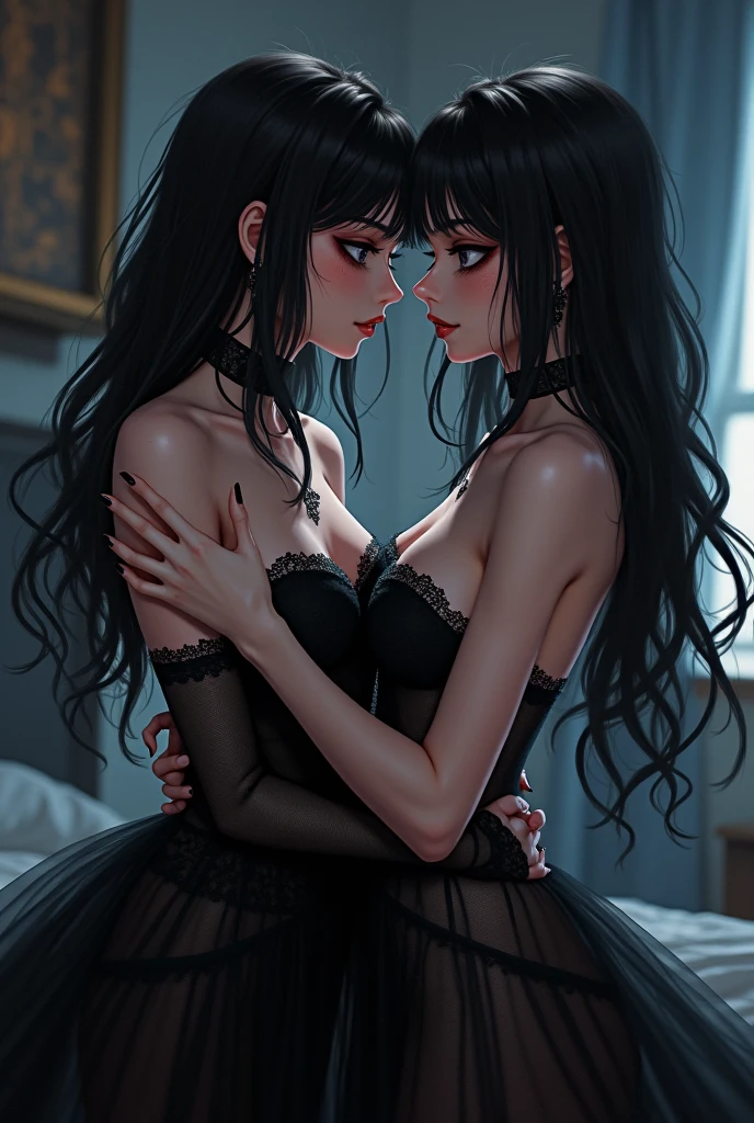 best qualtiy,tmasterpiece,high detal,most realistic,k hd,a matural female,Two women of perfect figure,Wearing a pink tentacle suit,Moist black translucent mucus,Squirming stout tentacles,Indecent masturbation,full bodyesbian,WLOP Glow Skin, Pose,Erotic emoticons,Eyes up,Pupil upturned,Stick out a long tongue,There is a lot of water flowing under the butt,Thighs apart,legs in M shape,Two breasted beauties with intertwined tongues enjoy tongue kisses,A lot of drooling,tongue kissing,Place your fingers on the other person's chest,Make love moans with tentacles,Tentacle intruders,Hands into panties,Tentacles lick the breasts,Crazy