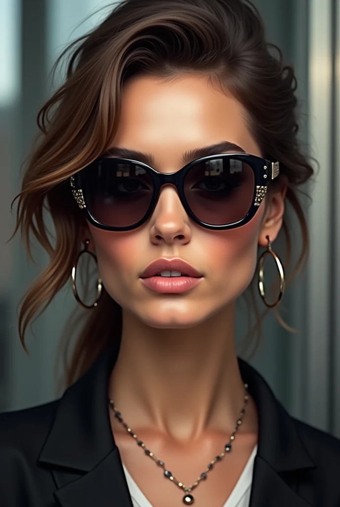 Uma foto realista na frente de uma loja de chocolates e presentes, com cafeteria, com um letreiro preto escrito Kopenhagen em dourado, com 4 pessoas, uma loira com olhos azuis, branca, with big eyelashes, sobrancelhas arqueadas, sardas fracas, with braided hair, boca mediana vermelha. Uma branca, cabelos pretos, braid, pintinhas pelo rosto, Medium Pink Mouth, sobrancelhas arqueadas, middle forehead, olhos castanhos. Uma branca, cabelo castanho escuro, pintas perto do nariz, uma no nariz, duas na boca, bochechas rosadas, olhos castanhos, Medium pink mouth, with braided hair. Uma com cabelos curtos soltos enrolados na ponta, Black Rounded Glasses, olhos castanho, branca, nariz pequeno