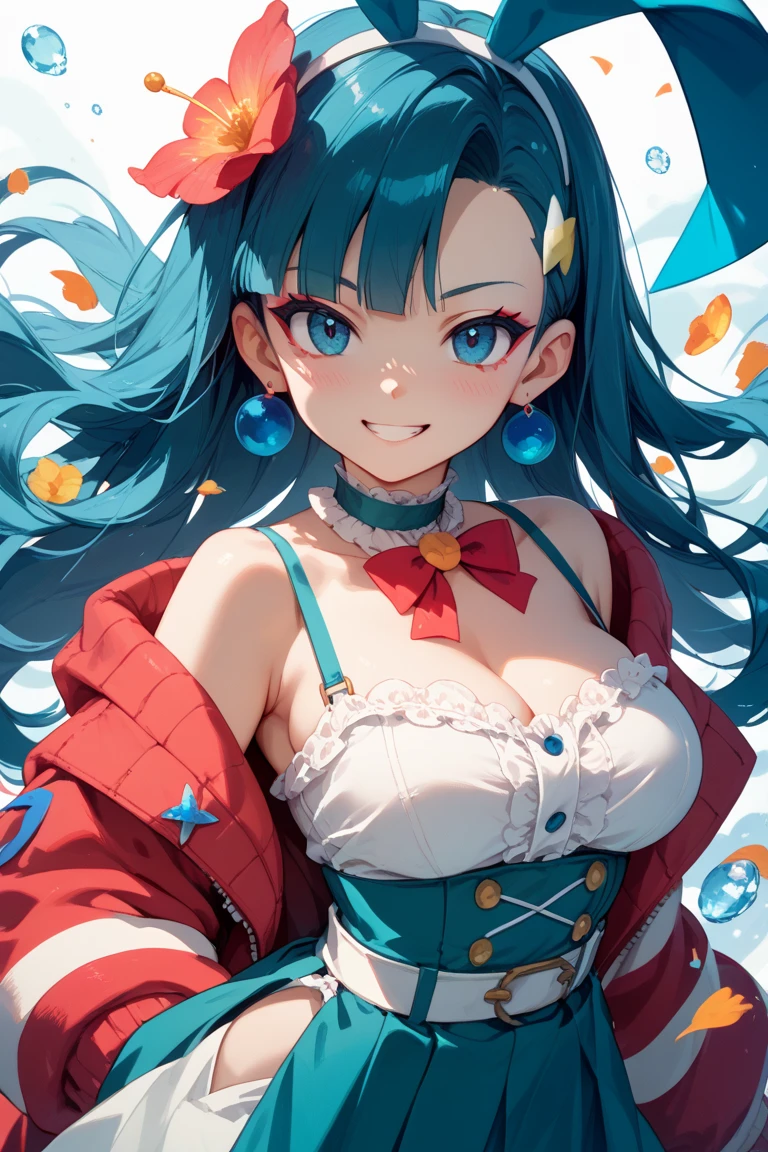 Anime Moe Art Style,Highest quality,High resolution,Anatomically correct,Mid-teens,Super detailed,Big Breasts,Shiny skin,Beautiful Skin,A rich expression,Serious expression,With her light blue hair in a ponytail,Off-the-shoulder tops,mini skirt,necklace,bracelet,hair ornaments,It&#39;s raining heavily,The whole body is wet in the rain,Outdoor,On top of the mountain,Eyes drawn in detail,8k