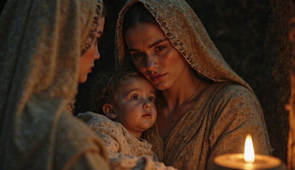 a pixa Disney cartoon of biblical times, A Lot of happy 6 girls and boys in heaven in heaven dressed like the bible times having white robe around their west.
