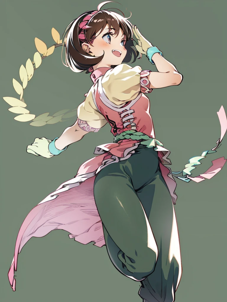 ranma con un vestido corto, de espalda, mostrando su trasero en tanga, muy bella, sonriendo,