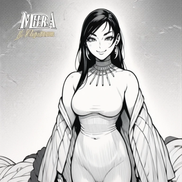 masterpiece, Catherine Zeta Jones as Dejah Thoris,female general, alone, Bust Close-up, (White background:1), monochrome, draw line, (illustration), black hair detailed, (NSFW:1), big breasts, detailed eyes, (smiling:1), happy, (naked:1), nipples, areola, mons pubis, mouth open, pubic hair, (wounded:1), bleeding