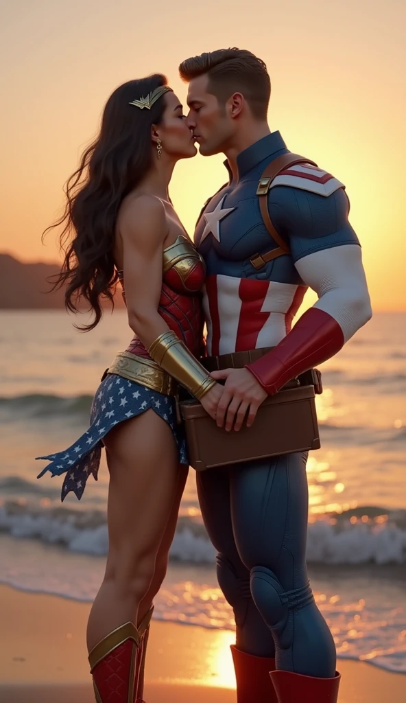 Captain america sunbathe with wife