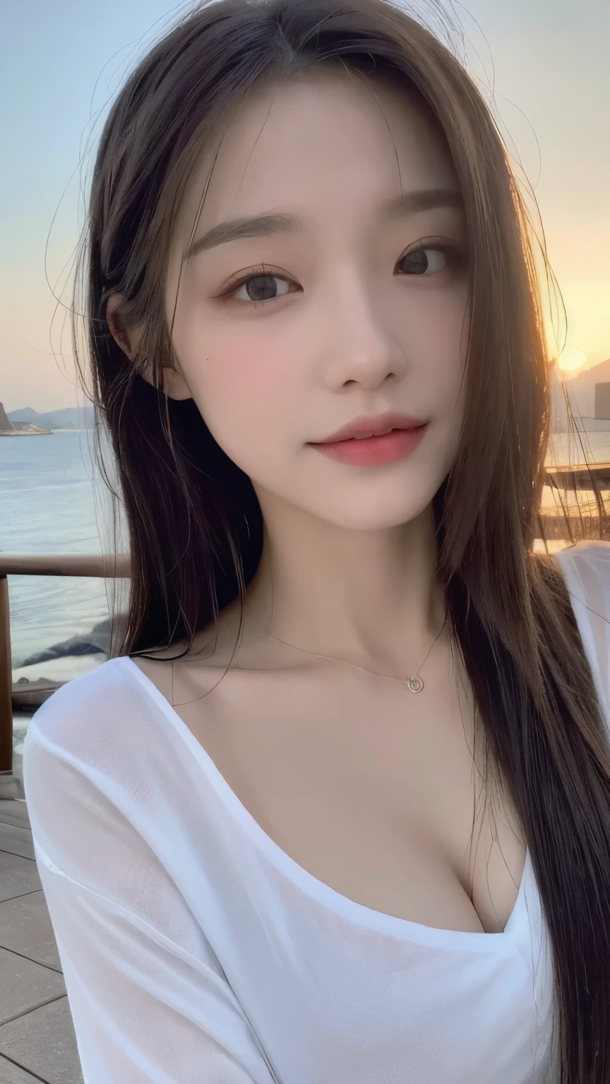 (1 Korean star with royal sister style), ((best quality, 8k, masterpiece: 1.3)), focus: 1.2, perfect body beauty: 1.4 , (funny expression), (night street: 1.3), highly detailed face and skin texture, fine eyes, double eyelids, whitened skin, (air bangs: 1.3), (round face: 1.5), (thin strap top: 1.4),
