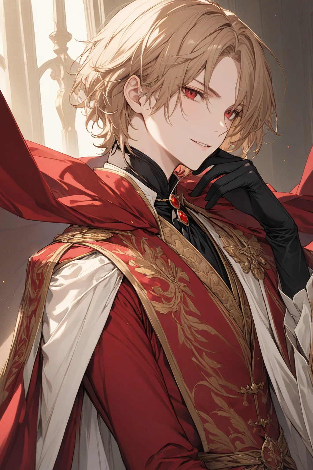 1boy, solo, orange hair, short hair, mask on head, red mask, grey coat, mask, red scarf, single red earrings, tartaglia \(genshin impact\), blue eyes, ruby on scarf, detail, super ditail skin, stand, half gloves,look from side, look at you, grey pants,
masterpiece, best quality,<lora:tartagliav5:0.75>, white background,, masterpiece, best quality,