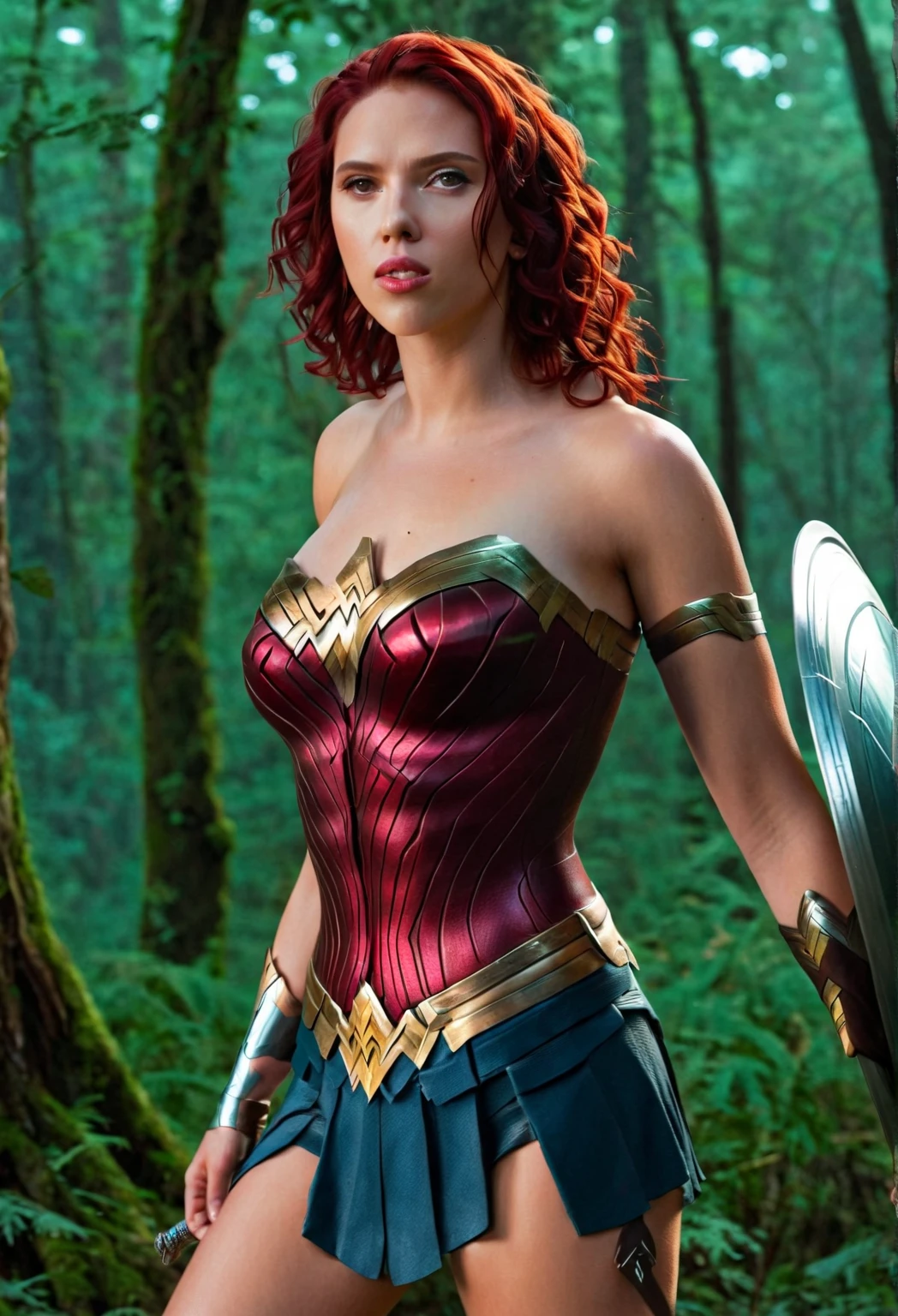 Scarlett Johansson, full body, shorts, cosplay Wonder Woman, shot on dslr, detailed face, cinematography, maximum details, neutral colors, hdr, muted colors, soft cinematic light, insane details, intricate details, hyperdetailed, masterpiece, 8k, wallpaper, (detailed), hdr, high quality, ((high detailed skin, skin details)), sharp focus, 8k uhd, dslr, high quality, film grain