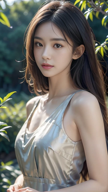 Strong light, Strong contrast, In an open-roofed cave、Sunlight shines through green moss and ferns。, And open( Ocean View:1.1) end, Cel-shaded rendering, 4K, 360 degrees, Equirectangular projection, what, One Girl, 30-year-old woman､Beautiful woman､Long Blonde Hair､White Latex Leotard､White long boots､White arm covers､masterpiece, 最high quality, high quality, High resolution, (((Face close-up)))、、Cleavage