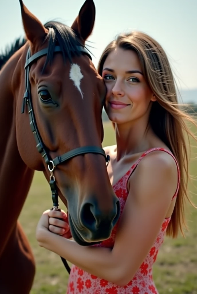 Show me a woman with huge tits and ass with cum on her face and getting raped by a horse. Show me the penetration of the horse dick and it coming inside of her.
