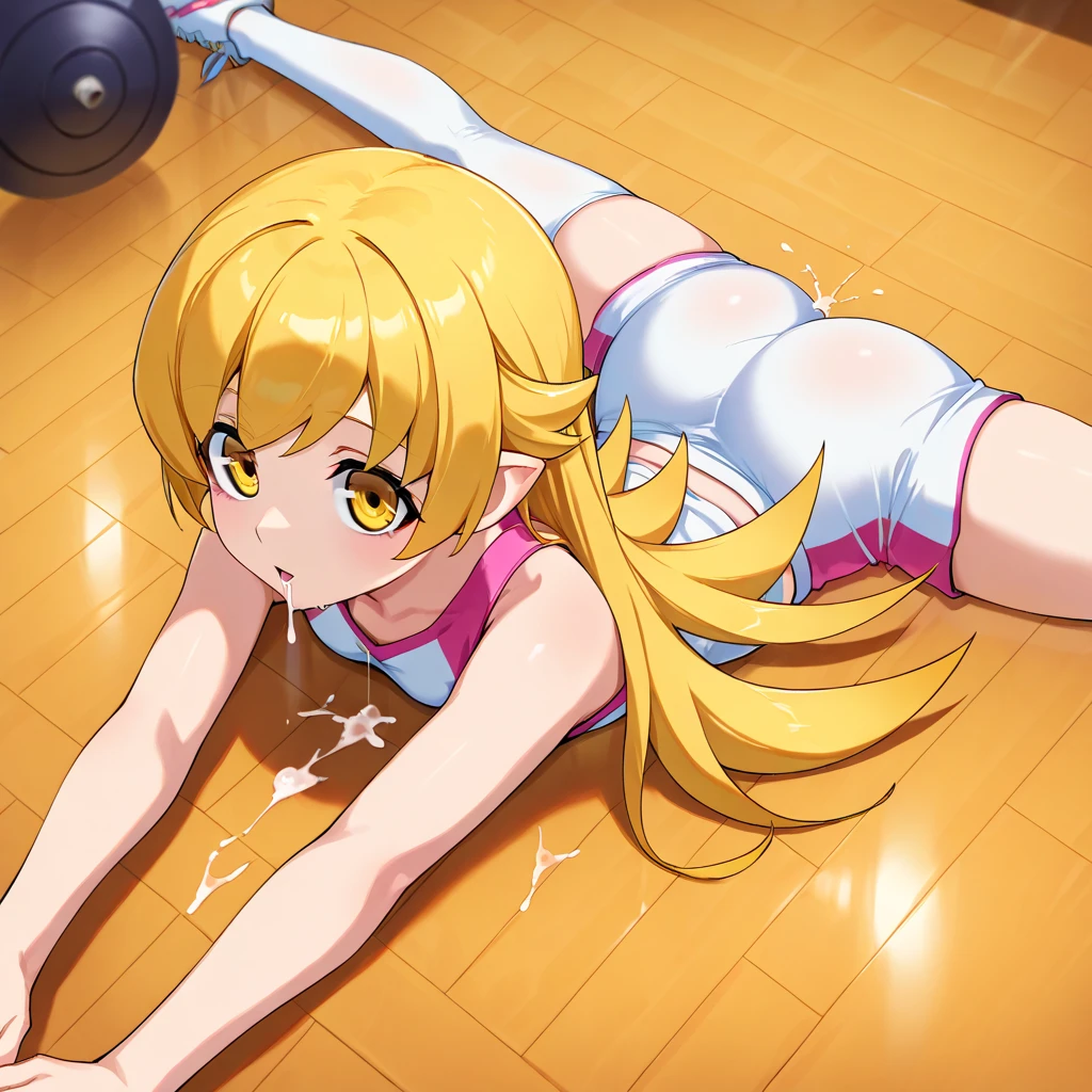 rhythmic gymnastics、leotard、face down、twin tails、blonde、blue eye