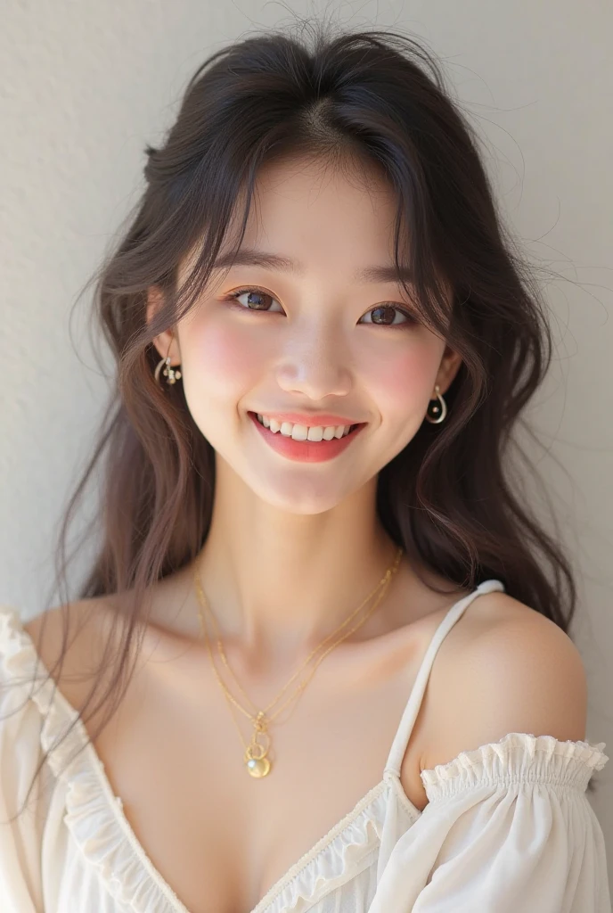 (Two pure Japanese,), (Small breasts:1.5,),(alone,,Textured skin, Detailed skin,Detailed face,Detailed eyes,detailed posing,Natural eyebrows,Sparkling eyes,Attention to detail, Highest quality, Very detailed, Surrealism, ,8k,RAW Photos,Photographicism,Professional Lighting,Ray Tracing,Portrait Photography,Soft Light),((Black Hair, Natural Makeup,Simple Earrings, Medium Hair,Wavy Hair,smile)),(((V-neck sweater,Camera Girl,I have a camera)))