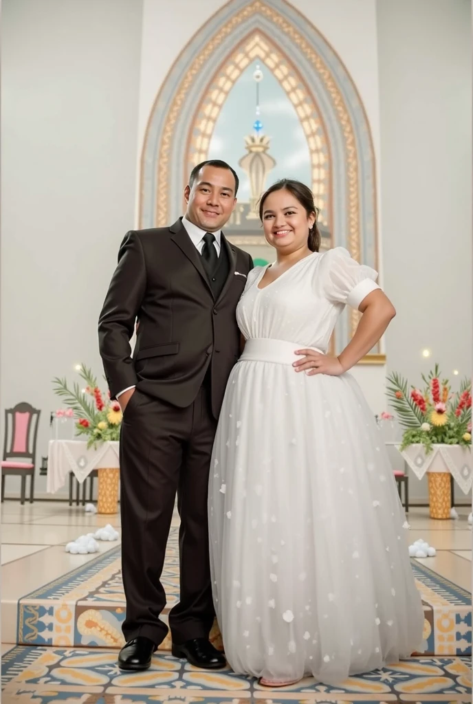 The girlfriend and the boyfriend posing for a photo in front of a white building, wedding photo, in front of a white background, couple portrait, The girlfriend and the boyfriend, couple portraits, Happy couple, wedding photography, adorable couple, professional wedding photography, Tomada con Canon 5D MK4, couple pose, wedding, photo taken with nikon d750