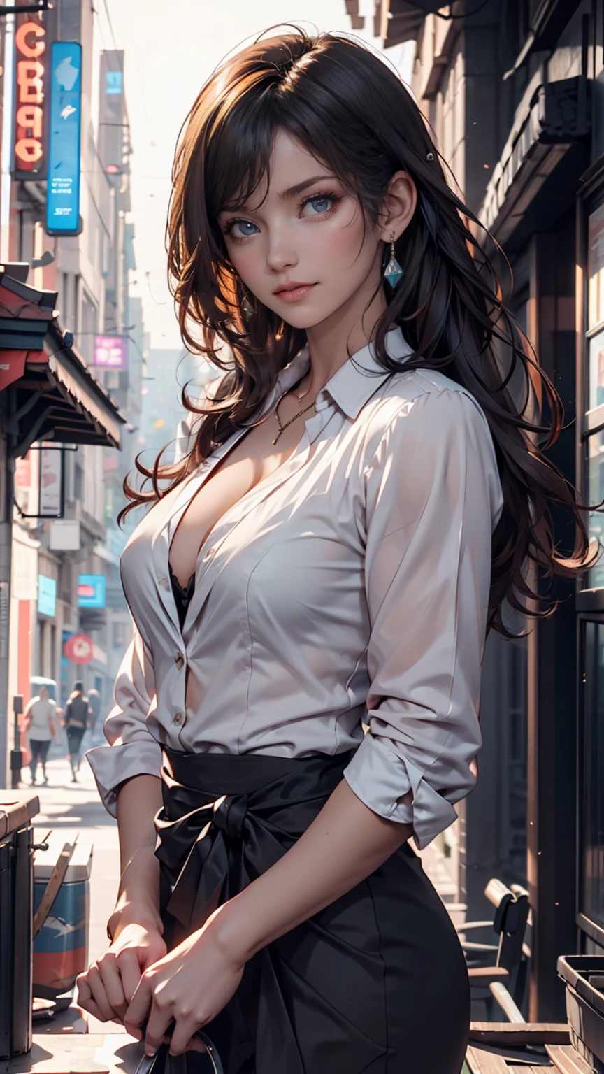 masterpiece, Highest quality, Official Art, (Highly detailed CG Unity 8K wallpapers), Detailed Background, (The Hands of Guido Daniele: 1.1), The legs are detached from the frame, First Person View, 1, Attractive and perfect beautiful woman, high school girl, ＪＫ, high school girl Uniform, Wet day, Lots of rain, the wind is strong, (Curvaceous), ( White thighs: 1.12), (Brown long hair: 1.12), (Ahoge (1.13), (High Ponytail: 1.12), (Green Eyes: 1.13), big, (Cleavage), Beautiful Face, (blush: 1.11), (smile: 1.11)