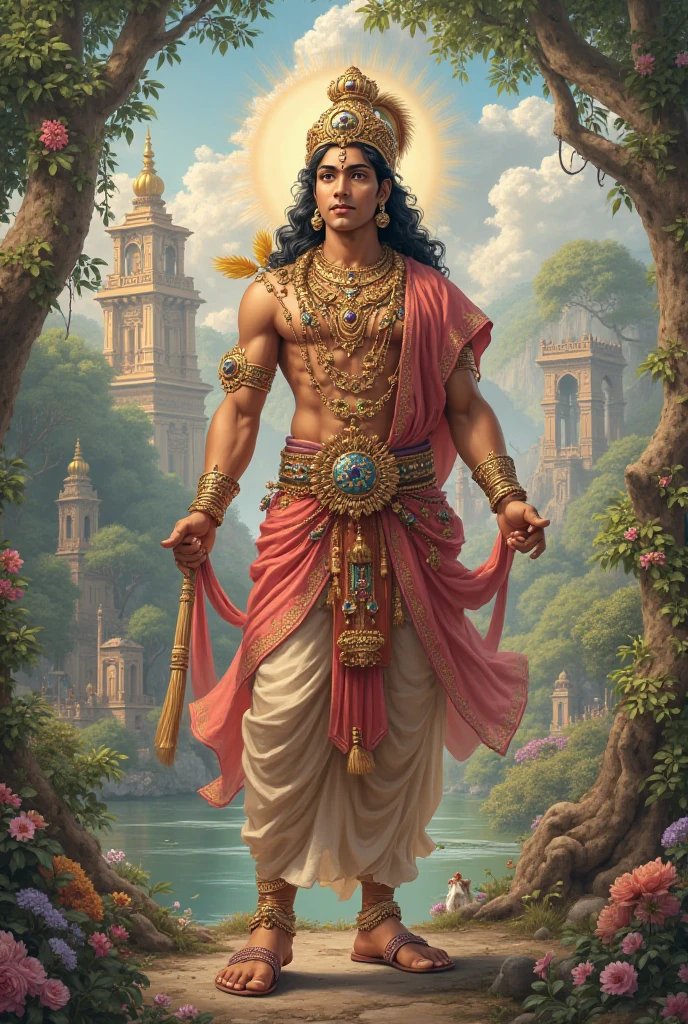 A giant, Realistic depiction of Adi Shankara, Blend seamlessly with nature, surrealism, Ultra-detailed, Photorealistic:1.37, 3D rendering, Cinematic lighting, Divine light, Ultra-high definition, Masterpiece:1.2, Textured skin, Best quality, high resolution