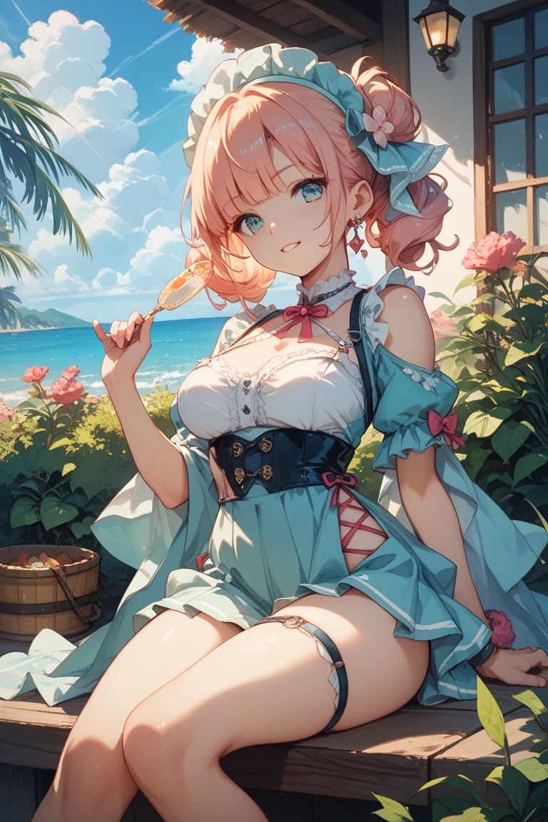 highest quality、High resolution、detailed background、Beautiful and dense face、beautiful and smooth skin、skin texture、braided ponytail、(huge breasts:1.3)、(realistic:1.3)、perfect body line、(3人のcute美少女:1.5)、pink floral embroidered panties、pink floral embroidered bra、
A shirt dress is an item that gives a beautiful impression..、
Add style to a brightly colored or striped shirt dress by marking the waist with a belt.、sandals or heels、Accessories such as shoulder bags、
軽やかなワンピースは夏らしいcuteコーディネートの定番です、
flower and fruit pattern、Dresses with bright colors or patterns such as stripes、
Pair it with cool feet such as sandals or espadrilles..、
(Everyone is having fun together:1.1)、Laugh playfully、smile、sexual expression、emphasize the chest、emphasize cleavage、cute、panty shot、camel toe、
Chiran Coast is located in the southern part of Kagoshima Prefecture.、It is known for its beautiful cliffs and clear blue sea.。.、
You can take impressive photos at Yurigahama, Minachanohana, etc..