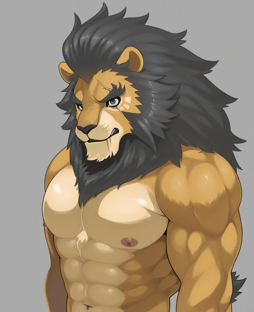 anthro (lion), feline, adult, solo, very muscular, thick neck, ((sturdy shorts)), flexing, ((posing)), epic, ((biceps flexing)), topless, tail, (brown fur, black mane, detailed fur:1.3), (ragged fur:1.1), bodybuilder, fighter, contest, scene, veiny muscles, detailed background, venue background, photorealistic, hyperrealistic, ultradetailed, (masterpiece:1.2), bulge, correct fists, uncensored, (((by grimfaust))), genital outline, dark snout, green eyes