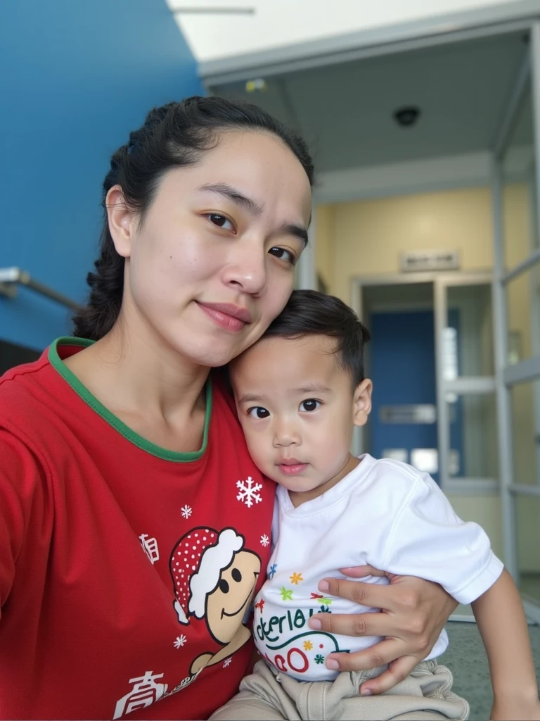 there is a woman and a baby laying in bed together, dang my linh, mai anh tran, with ivy, with her long, with a kid, bao phan, high quality upload, foto, nivanh chanthara, caring fatherly wide forehead, reddit post, selfie photo, hi-res scan, hi - res scan, bao pham