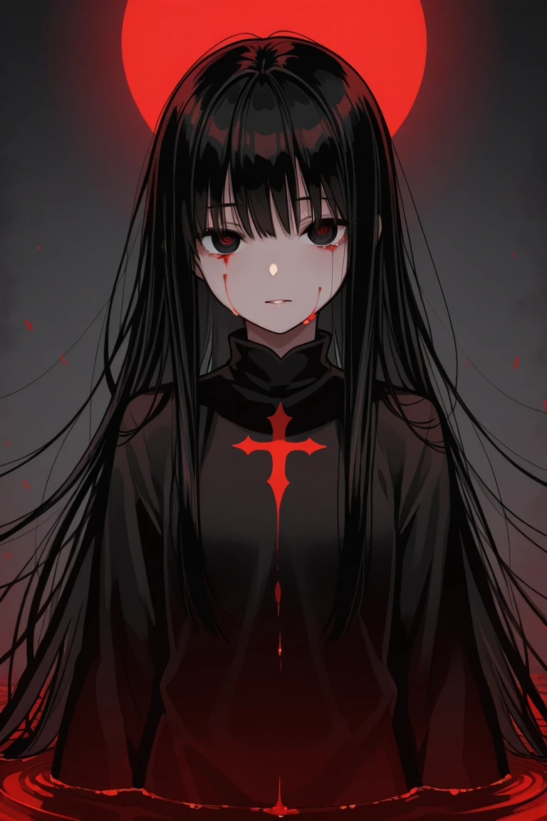 score_9, score_8_up, score_7_up, source_anime BREAK 1girl, solo, <lora:grimmi-vtuber-richy-v1_pdxl:1> grimmi, black hair, yellow eyes, long hair, nurse, nurse cap, black dress, smile, looking at viewer, tired