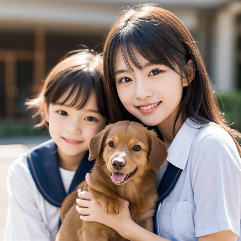 A cute dog at school