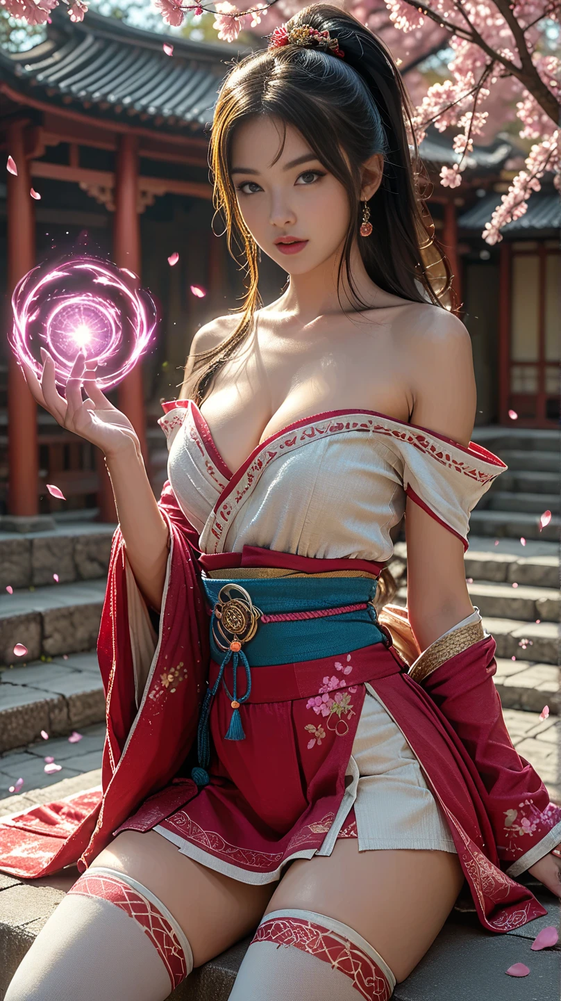 Best quality,masterpiece,ultra high res,(photorealistic:1.4),xiuxian,weapon,Detailed face,
1girl,solo,weapon,cleavage, big breasts,(magic circle:1.2),xiuxian,upper body,Beautiful girl,full body,east asian architecture,sheath,architecture,