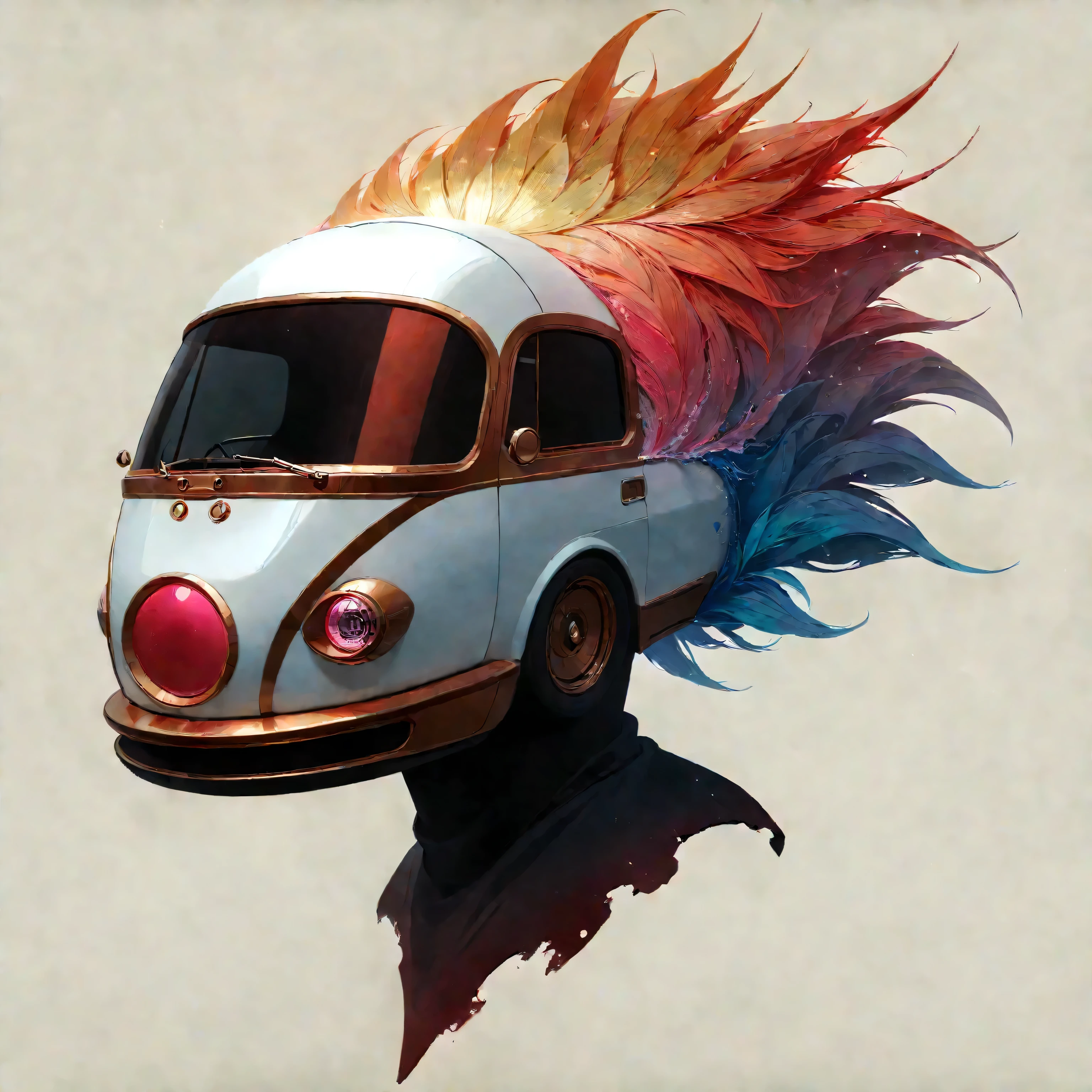 a futuristic landscape in the illustrative style of french illustrator Moebius, (blues, yellows), brutalist architecture, brutalism, retrofuturistic, french retro, retrofuturistic car, (White background:1.4),(Isabella Rosalini), head silhouette, Eyes closed, Long colored hair, Oriental elements)，(Chinese illustration:1.3，Paper Art:1.3, キルティングPaper Art:1.2),( Streamlined Design, Clear lines, High sharpness,Better Quality, Very detailed, Master Parts, Film Light Effect, 4K ) Illustration design, porcelain doll skin, beautiful detailed eyes, beautiful detailed lips, extremely detailed gold eyes and face, long eyelashes, upper body, from side, looking at viewer, (fractal art:1.3), (pink hair:1.2), water, liquid, cloud, colorful, starry, stars, (best quality, 4k, 8k, highres, masterpiece:1.2), ultra-detailed, (realistic, photorealistic, photo-realistic:1.37), vibrant colors, studio lighting, extremely detailed description, professional, concept art, surreal, 1920s french vibe, monochromatic gold and pink palette, in the style of french illustrator moebius, gold elements, Yae Miko from genshin impact, pink hair, purple eyes, head ornament, big breasts, slender legs, 