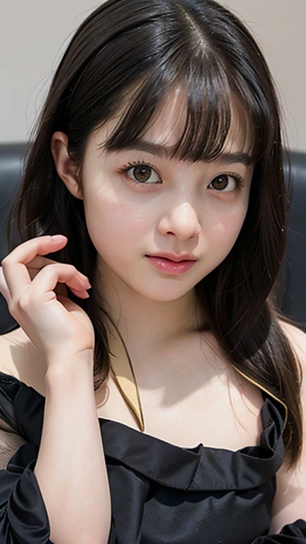 (masterpiece, highest quality:1.4), Award-winning portraits, 8K, 85mm, alone, Beautiful Face, Delicate girl, grace, Sophisticated, cute, , Watching the audience, 15 yarp focus, Background bokeh、(((Flat 、A slim and delicate body、A youthful atmosphere)))、Her shiny, medium-long hair is tied up.、Mole on the left cheek、Large, round, dark brown eyes、Full Body、Random pose、Junior idol、Nogizaka Idol、Jump、Mole under the eye、sexy、Alone in the basement