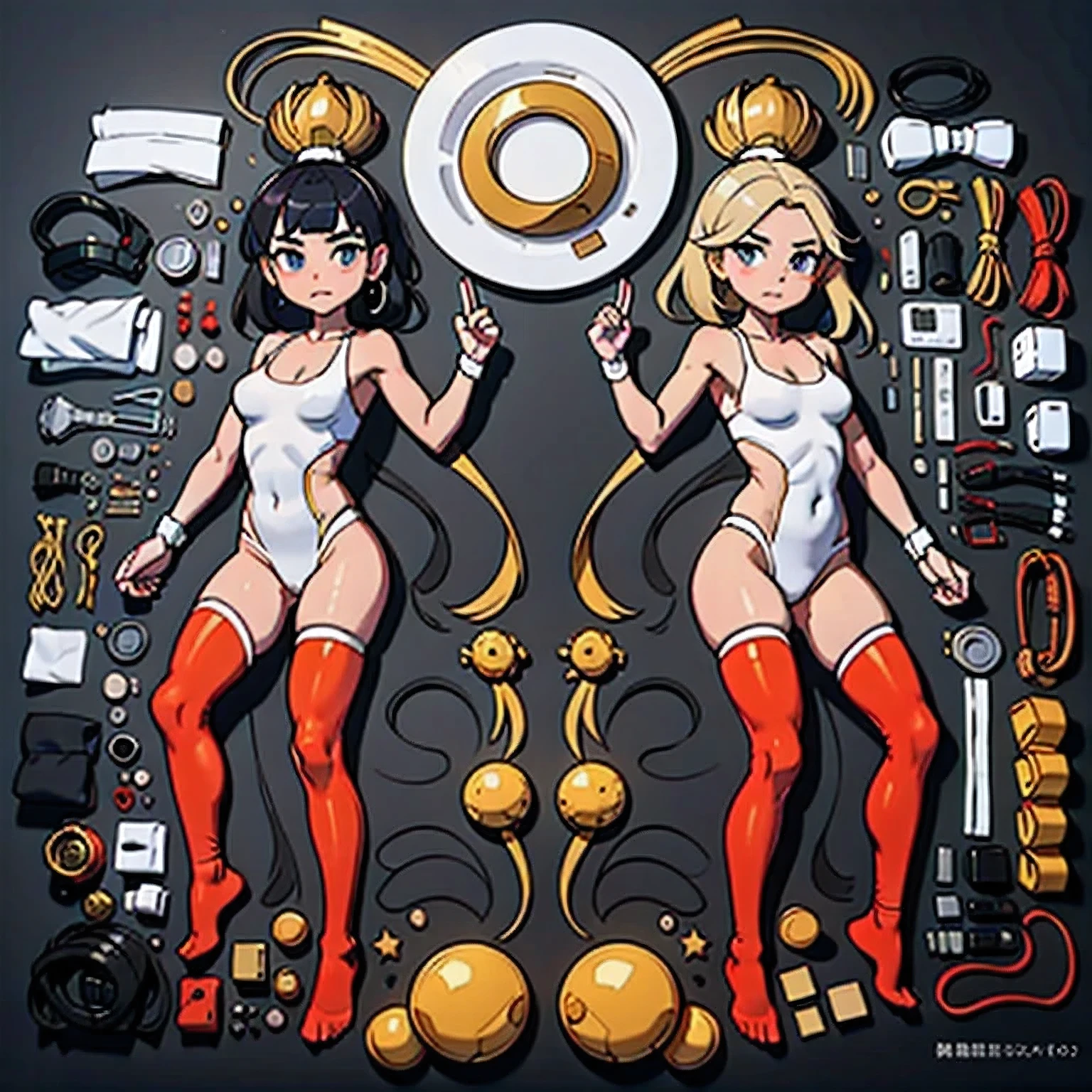 Three Gold Lightans, All robots, They all have different head shapes, body shapes, and heights., All beautiful and cute human girl faces, (highest quality, masterpiece, Raw photo,full body shot, group selfie), Everyone is showing off their bodies, Everyone smiling