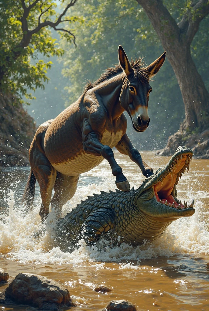 ((((feral)))), (((a large alligator is fucking a small raccoon cub on a riverbed))), river, forest, feral, animal penis, tapering penis, (((duo, anal sex, anal penetration, size difference, ridiculous fit, large penetration, big penis, doggystyle, urine, stomach bulge, deep penetration, hyper stomach bulge, side view, urine in mouth)))