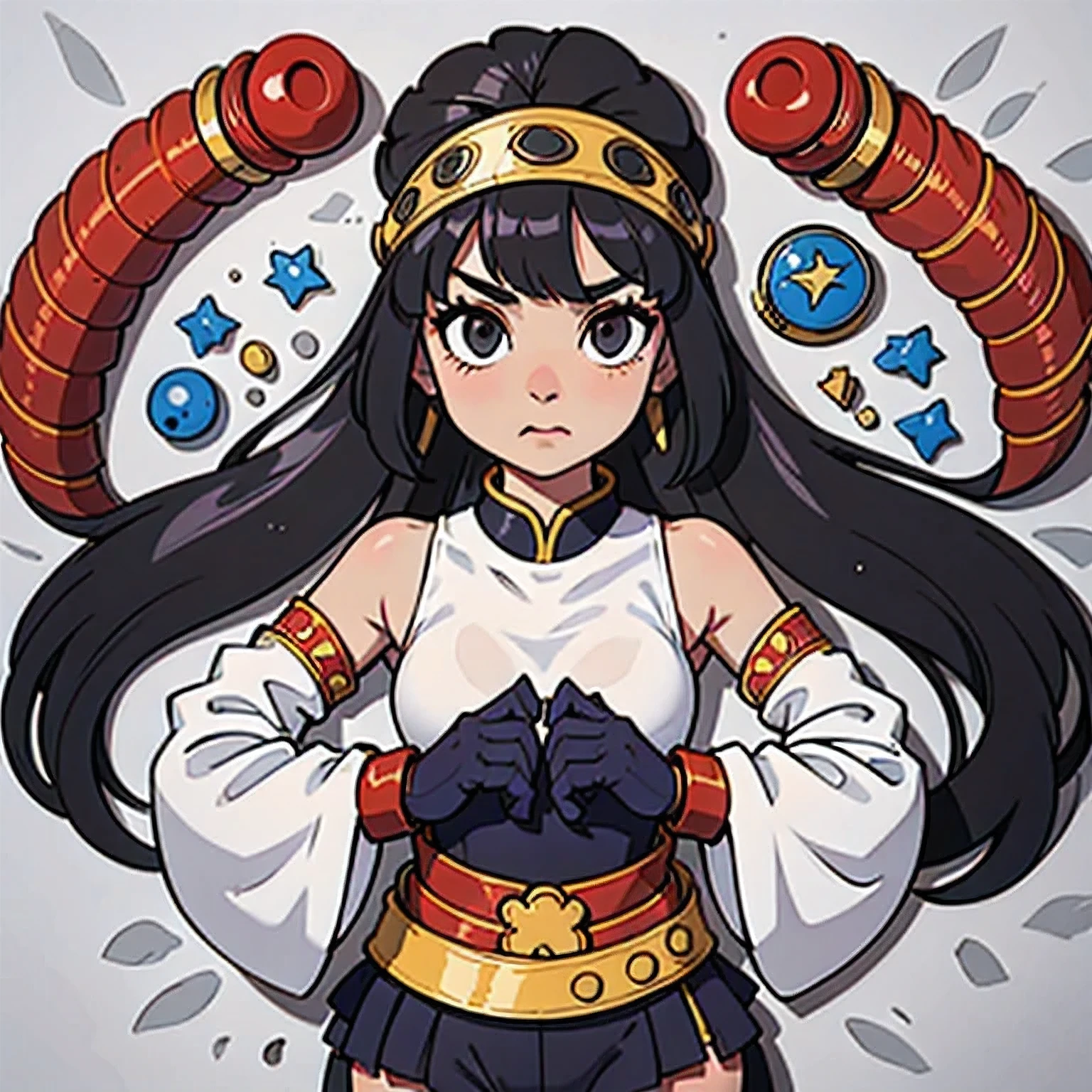 mulher bonita e forte estilo dragon ball exibindo os musculos extremamente definidos malhando