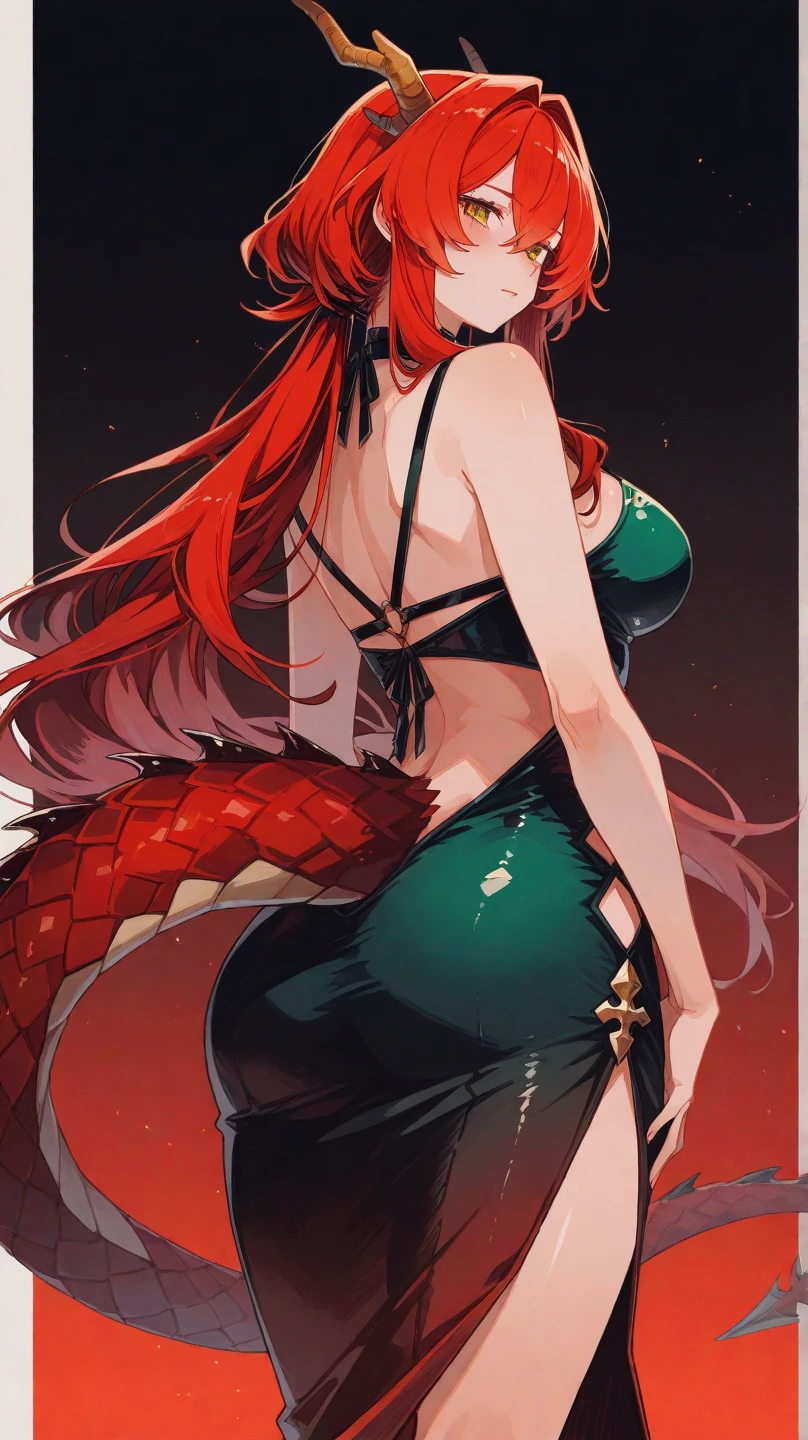 masterpiece,best quality,RAW photos,high resolution,The Art of Aptrus. queen of demons,has horns on its head, Medusa:1.3,(Mermaid:1.2),(elongated snake tail:1.3),once very beautiful, Sensual, enchanting,Big breasts and thin waist, long red hair, sharp black eyes,red lips,Looked up,(right hand),((snake scale body)),full-body shot,dim lights (Olvik |),Ultra-clear,8k