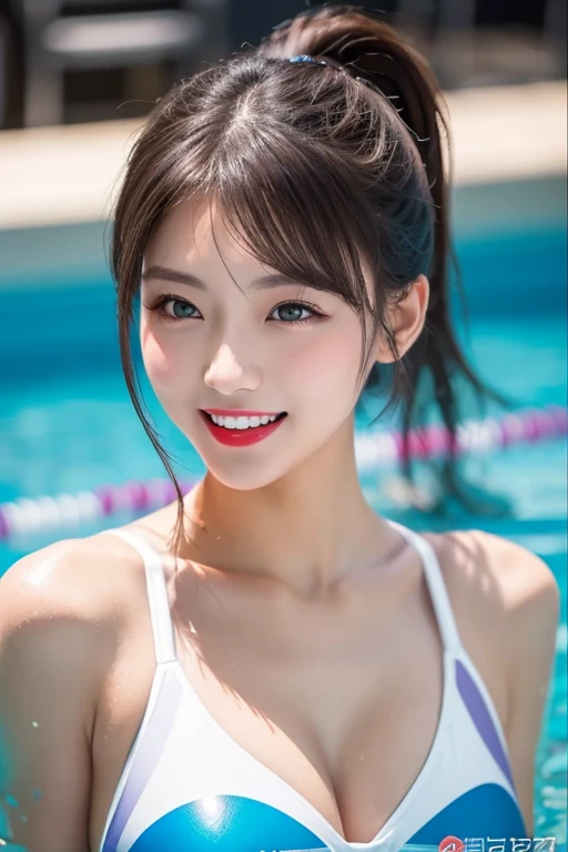 ((最high quality, 8K, masterpiece: 1.3, Ultra HD, high quality, 最high quality, High resolution, realism)) 、A very beautiful 22 year old Japanese woman、Idium Hair、Straight hair、smile、Slim but well-proportioned body、Athlete-like figure、I want to keep my head out of the screen.、Wear accessories on your wrist、Put an anklet on your ankle、Wearing red nail polish、Having a pedicure、Being a cheerleader, They dance the cheer dance、mini skirt、Twin tails