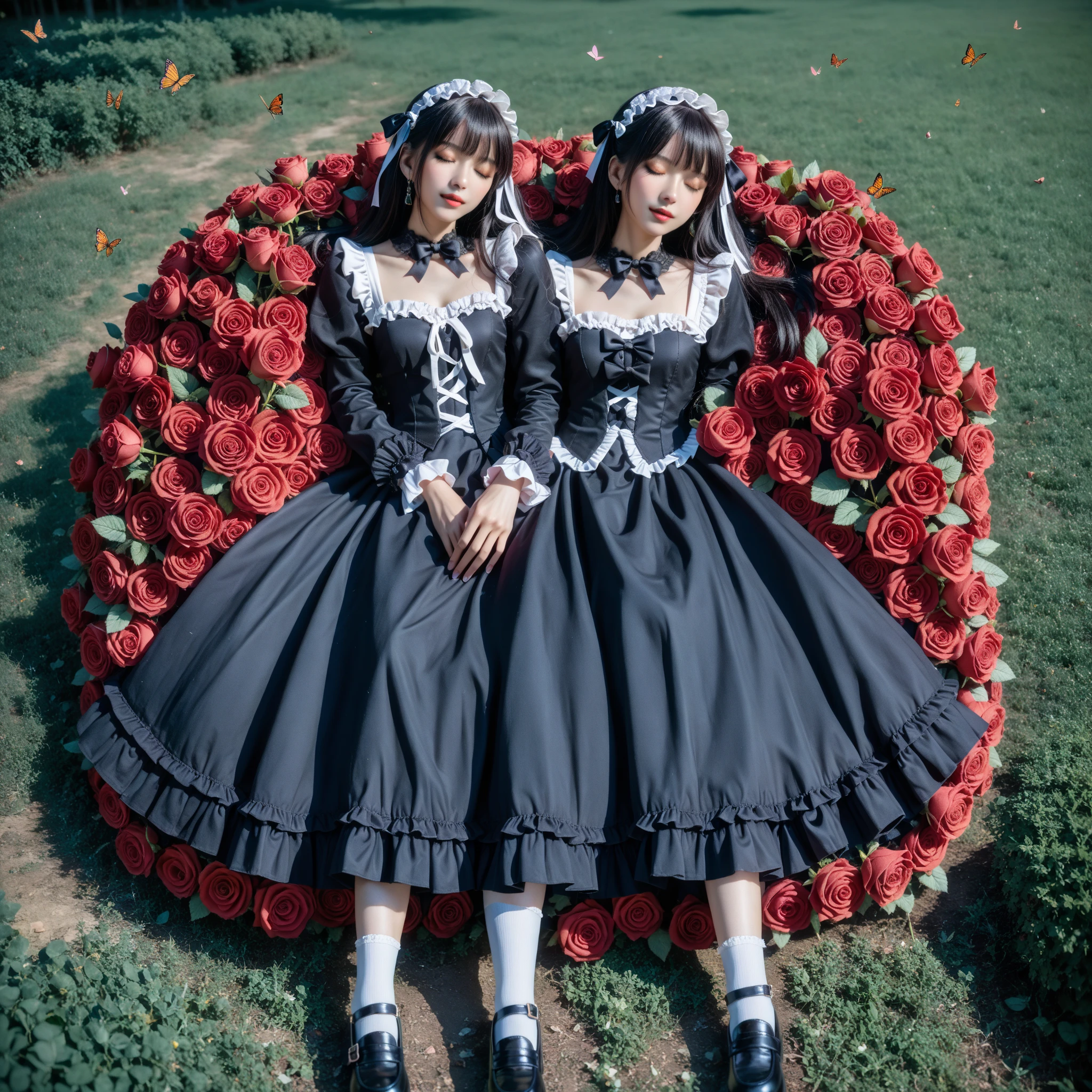 Three girls posing for photos in matching red and black plaid dresses,Angels are beautiful,Magazine scanning,perfume,lolita fashion,catalogue photo,Lolita style,magazine photograph,fujicolor photo,garments,Jingfu,magazine photo from 2007,,Comme des Garcon Sport Grunge Literature,Retro,Rock