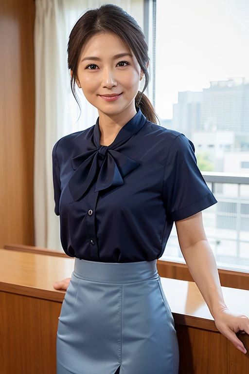 one person 50 years old japanese woman in sexy japanese school uniform, lots of light