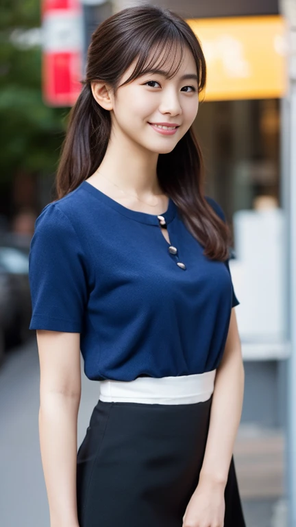 8K、High resolution、high quality、Realistic、whole body、expensive、all、short hair、Brown Hair、double、woman、Late 20s、Long face、Japanese、expensive鼻、Straight nose、Mid-chest、のwoman、Small face、Round face、Franceの街並み、walk、short hair、Big Breasts、Daytime、Long skirt、Heel、France、Europe、outside、Square、Clothes that hide the chest area、Brick cityscape、Spain、smile、背がexpensive、Slender