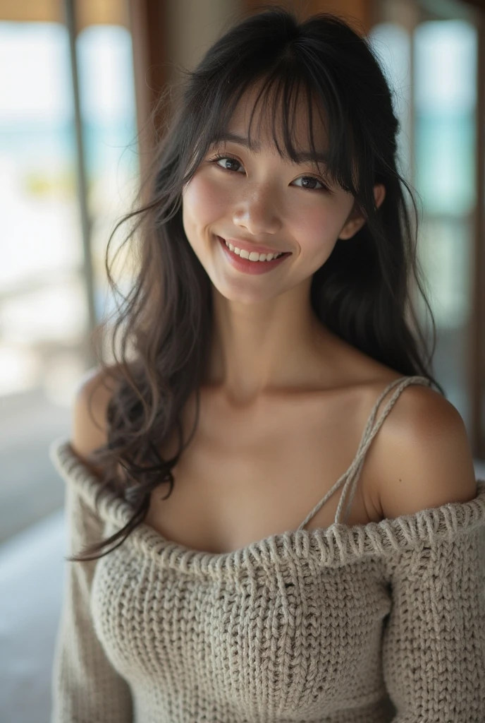 ulzzang -6500-v1.1, (Raw photo:1.2), (Photorealsitic), a beautiful detailed girl, (Real: 1.4), extremely detailed eye and face, beatiful detailed eyes, Very beautiful night illumination:1.5, (( women winter fashion:1.3, Ultra-realistic pantyhose:1.2))、selfee、Instagram、game_nffsw, huge filesize, hight resolution, ighly detailed, top-quality, [​masterpiece:1.6], illustratio, ighly detailed, nffsw, finely detail, top-quality, 8k wallpaper, Cinematographic lighting, 1girl in, 17 age, perfect body type, cute droopy eyes beautiful big eyes、Pieckfinger, ((masutepiece)), Best Quality, 1girl in, eye shadow,  Portrait, ((FULL BODYSHOT:1.4))、(Very affectionate smile:1.2)、realistic skin textures、shinny skin、Exposed thighs!!!