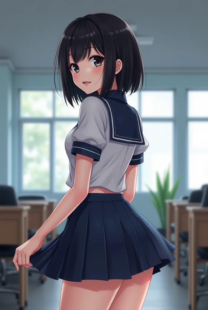 Beauty、mini skirt、panties、backwards