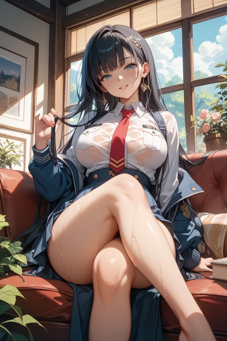 high resolution、4K、Masterpiece、1 big breasted girlicro Mini Skirt、No panties、blush、Black knee-high socks、Absolute area、Masturbation、Love juice、Squirting、Full body portrait、tough、Spread your legs、Exposing the breasts、Bare your breasts、Nipples、Pantyhose pull、garden、gardenのベンチに座る