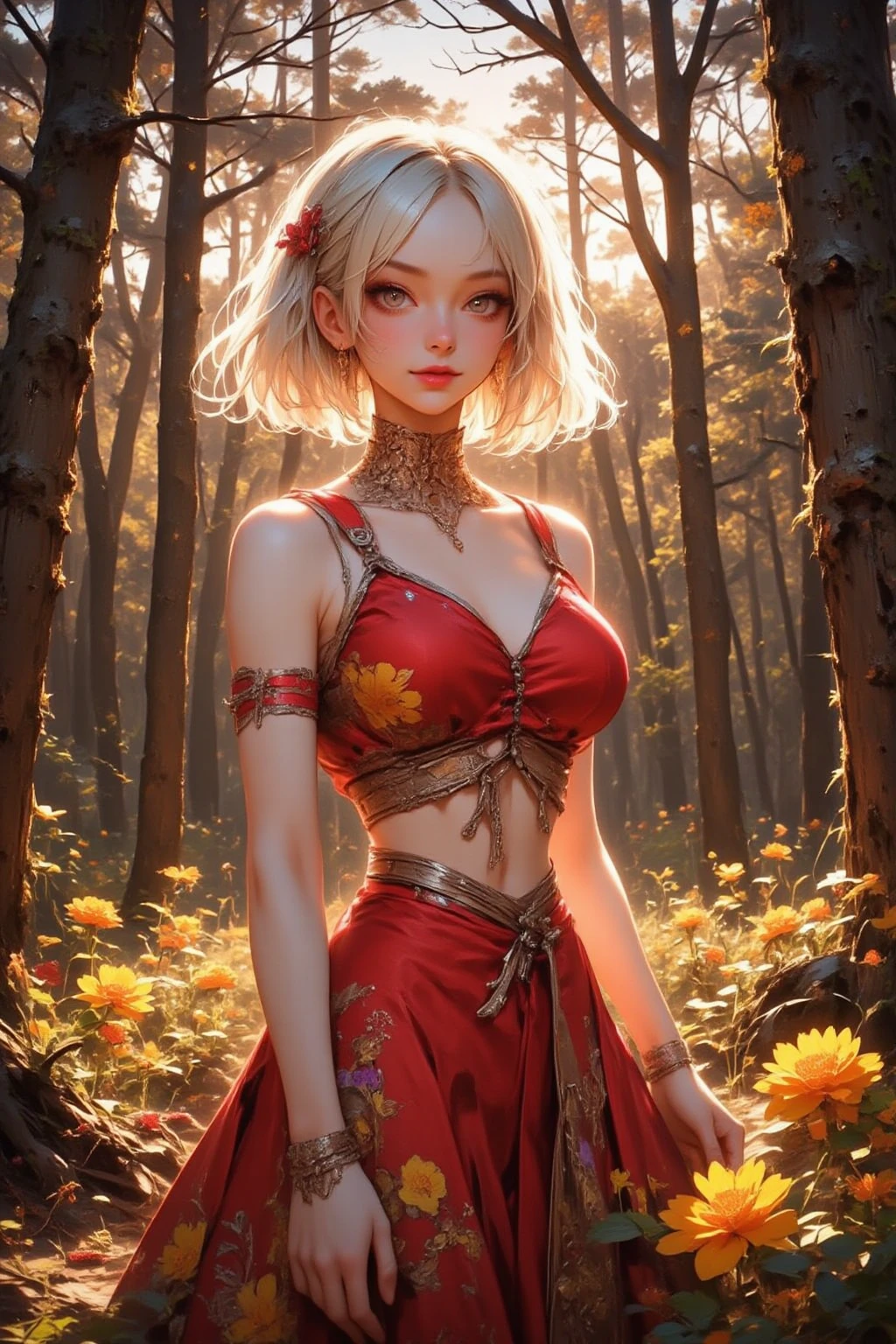 Masterpiece, Top Quality, Anime, Perfect Lighting, Elaborate Eyes, Elaborate Face, Elaborate Background, Good Hands, Full Body, One Girl, (Coral Coast), Coordinated Posture, Detailed Hands, (Skindentation: 1.3), (Realistic Face: 1.2), (8K), (4K), Detailed Eyes, Fantasy, Very Elaborate, Detachable Sleeves, Red Hair, Shorts, Women's Hairstyles, Masterpieces, Top Quality, Anime, Perfect Lighting, Fine Eyes, Detailed Face, Elaborate Background, Nice Hands, One Girl, Bangs, (White Bra, Calluses), (Watching Viewer, Upper Body, Solo Focus, Portrait, Cleavage, Big Breasts, Necklace, Bikini Top, Bikini Bottom), Arm Back, Bottomless, Micro Panties, Topless, Crop Legs