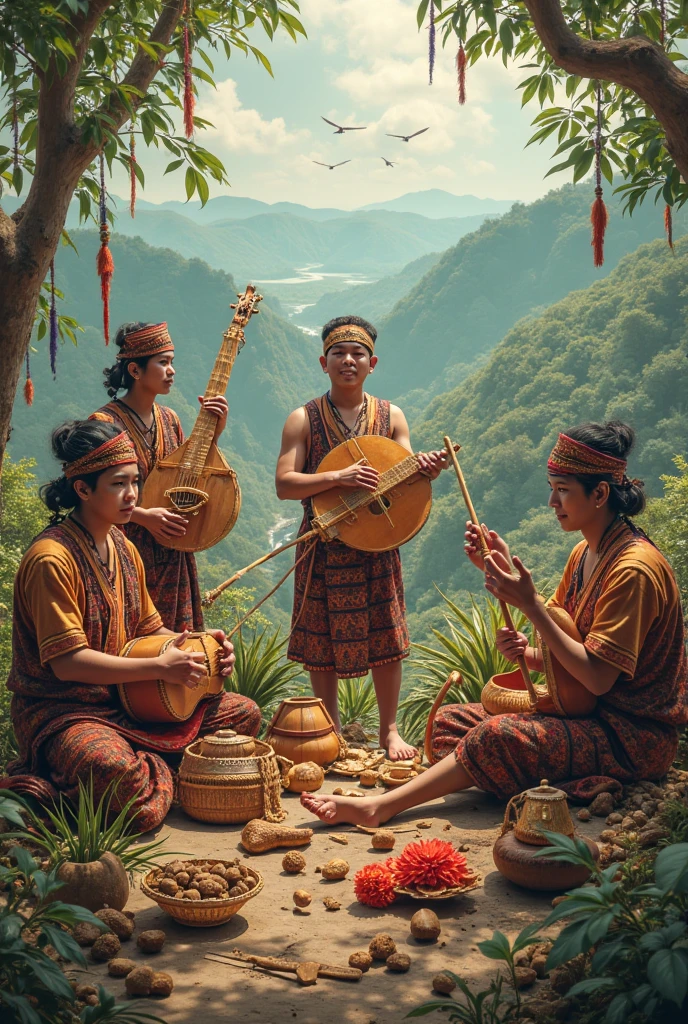 Instruments that define the music of Madre de Dios are bamboo flutes, maracas and other percussion instruments.