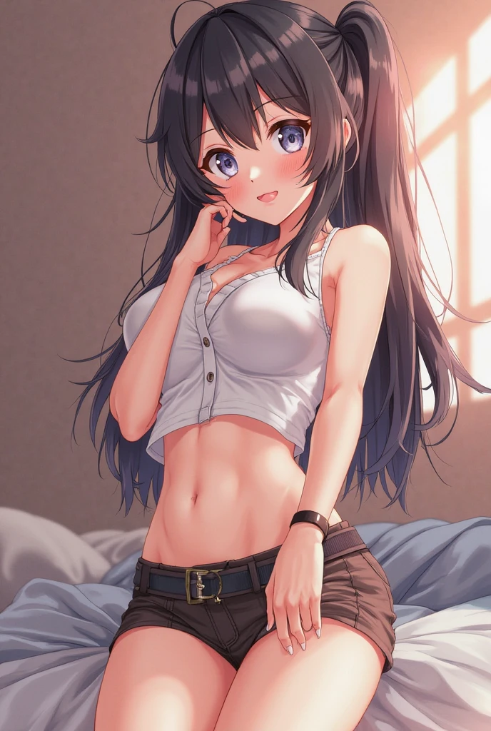 (top-quality、magnifica、very high res、Super Profits、High quality pixels)、(She is a very beautiful woman with a beautiful face.,And she is 18 years old、1 person、Single、独奏:1.5)、(Beautiful face written in detail,Beautiful body,eyes with strong will,Pink eyes,beautiful and colorful hair,Beautiful skin texture)、(Beautiful hair quality,Variety of hairstyles)、(She has a slender figure and her breasts are D cups)、(nice smile、Open mouth)、(Wearing a bra and shorts,Blue bra,Red bra),Women's locker room,Beautiful Art Style,an animated character、(Overall Image、Detailed picture、accurate anatomy、Defect-free images、extremely detailed picture、Accurate images、Perfect Image 1.5)、(Best Shot Photo 1.2)